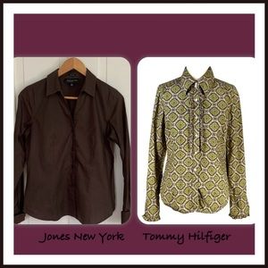 Jones New York 4 AND vintage Tommy Hilfiger M dress shirts EUC button-downs